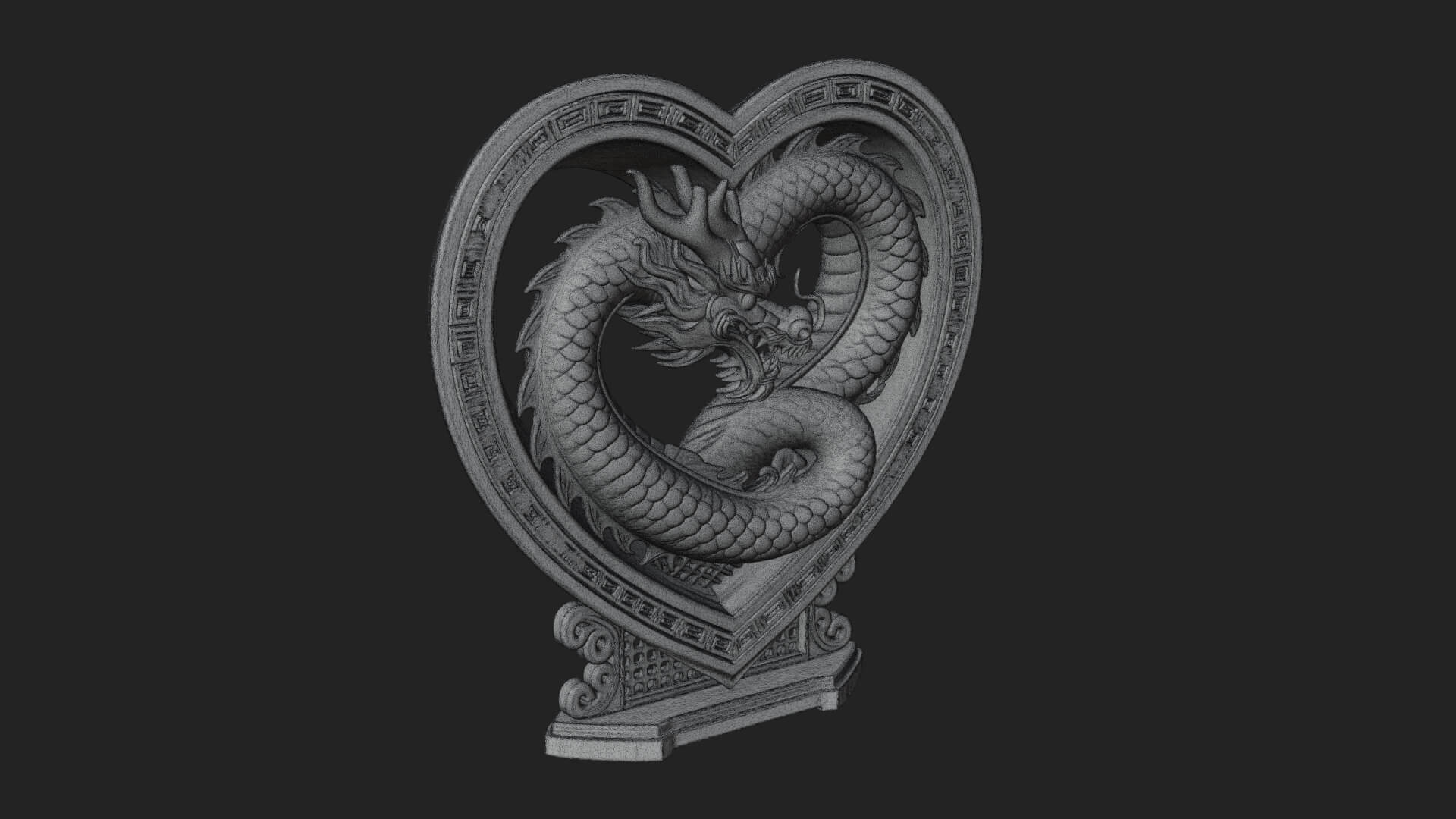 Ornate Framed Heart Plaque Design 214 3D Print Model 3D Model