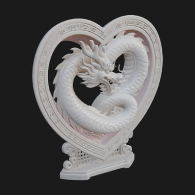 Ornate Framed Heart Plaque Design 214 3D Print Model