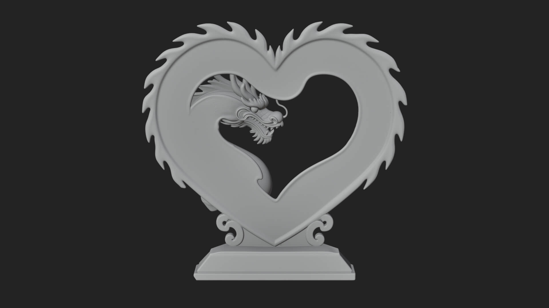 Ornate Framed Heart Plaque Design 215 3D Print Model 3D Model