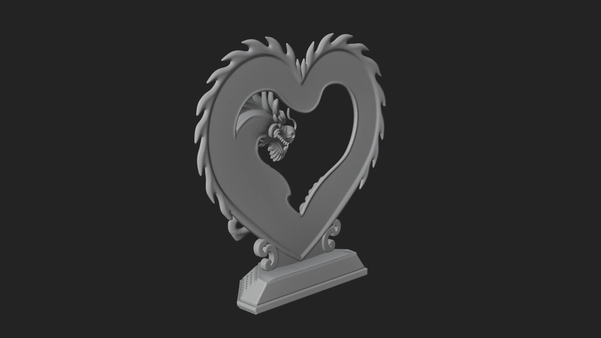 Ornate Framed Heart Plaque Design 215 3D Print Model 3D Model