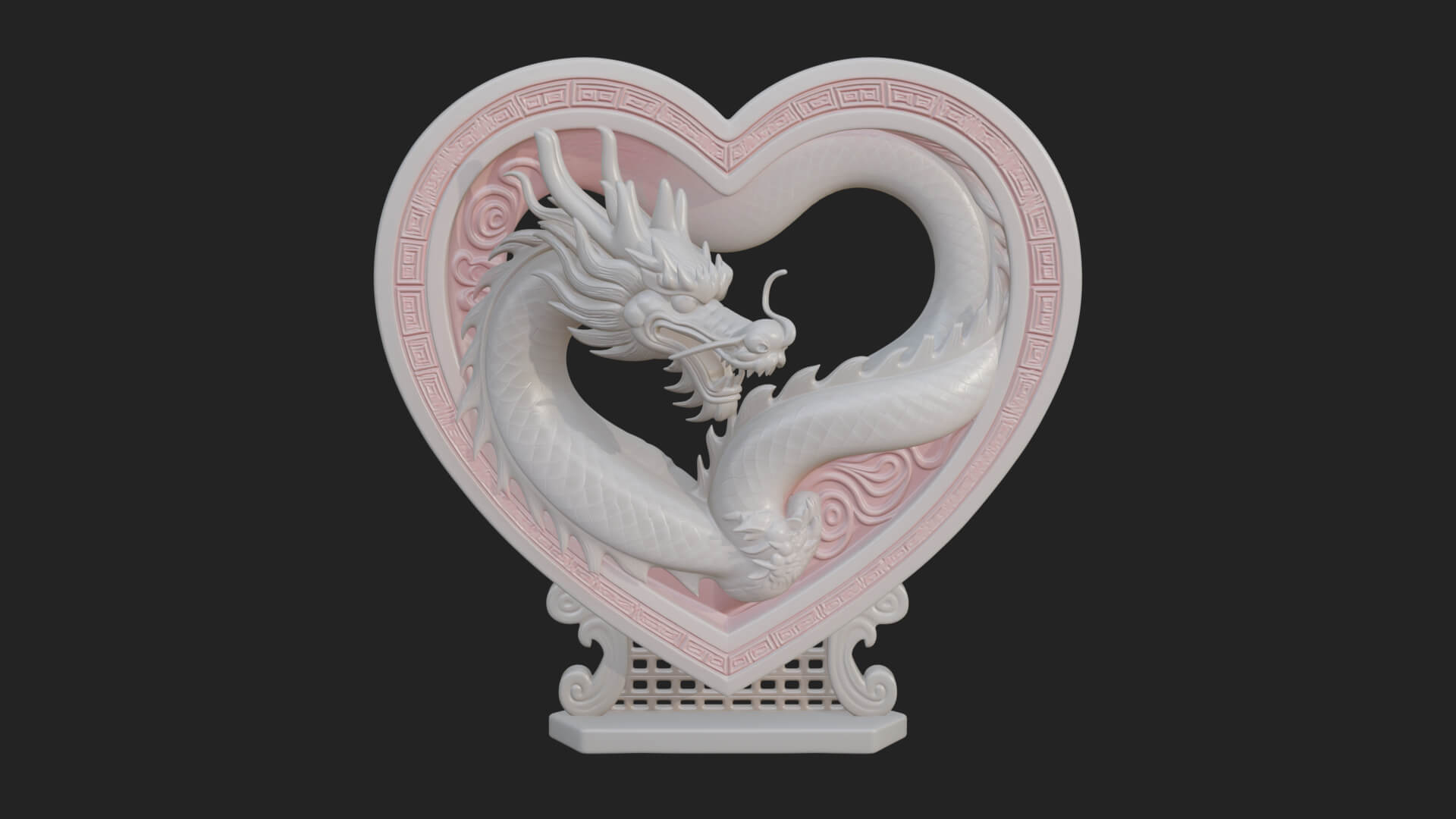 Ornate Framed Heart Plaque Design 216 3D Print Model 3D Model