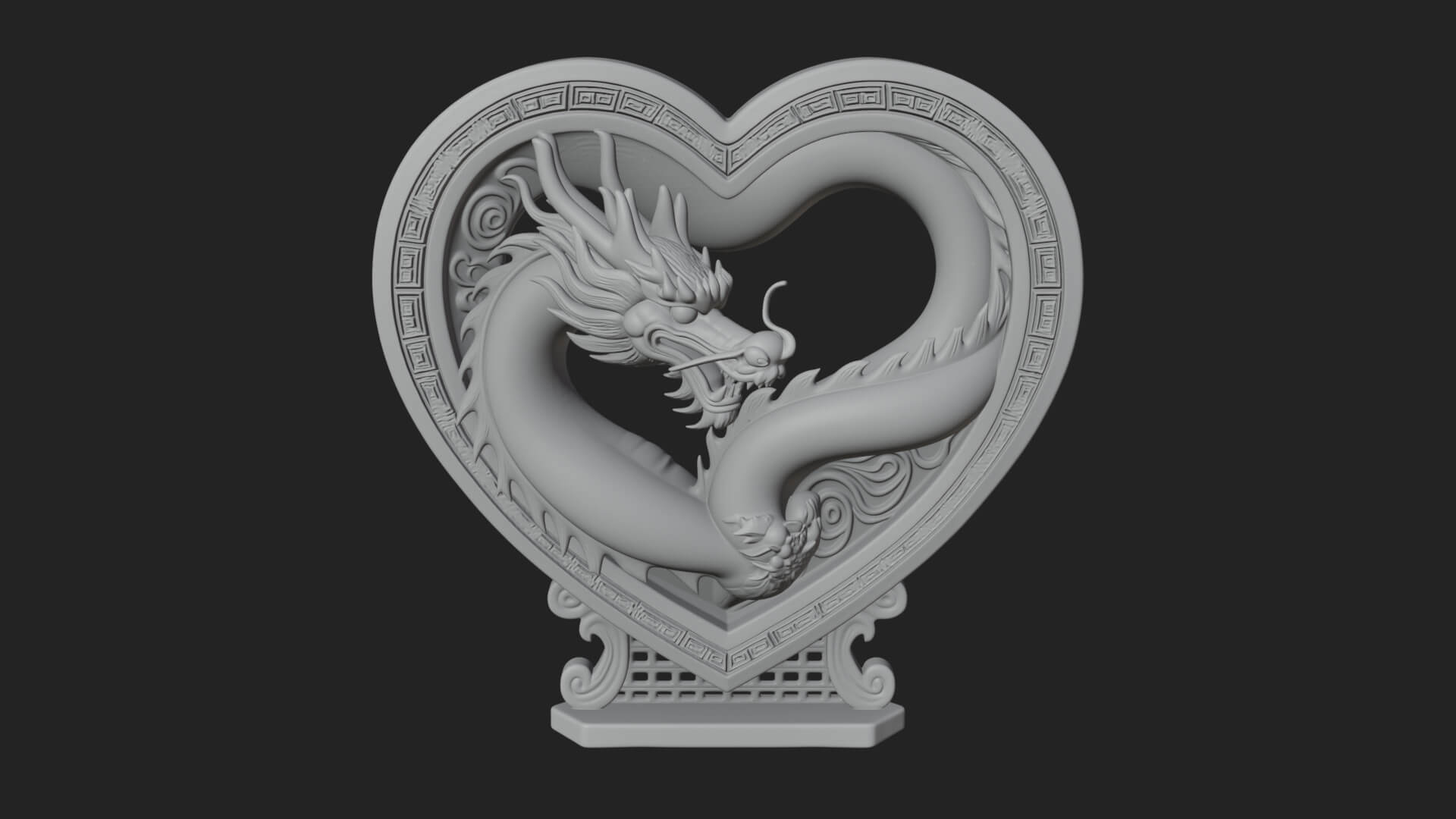 Ornate Framed Heart Plaque Design 216 3D Print Model 3D Model