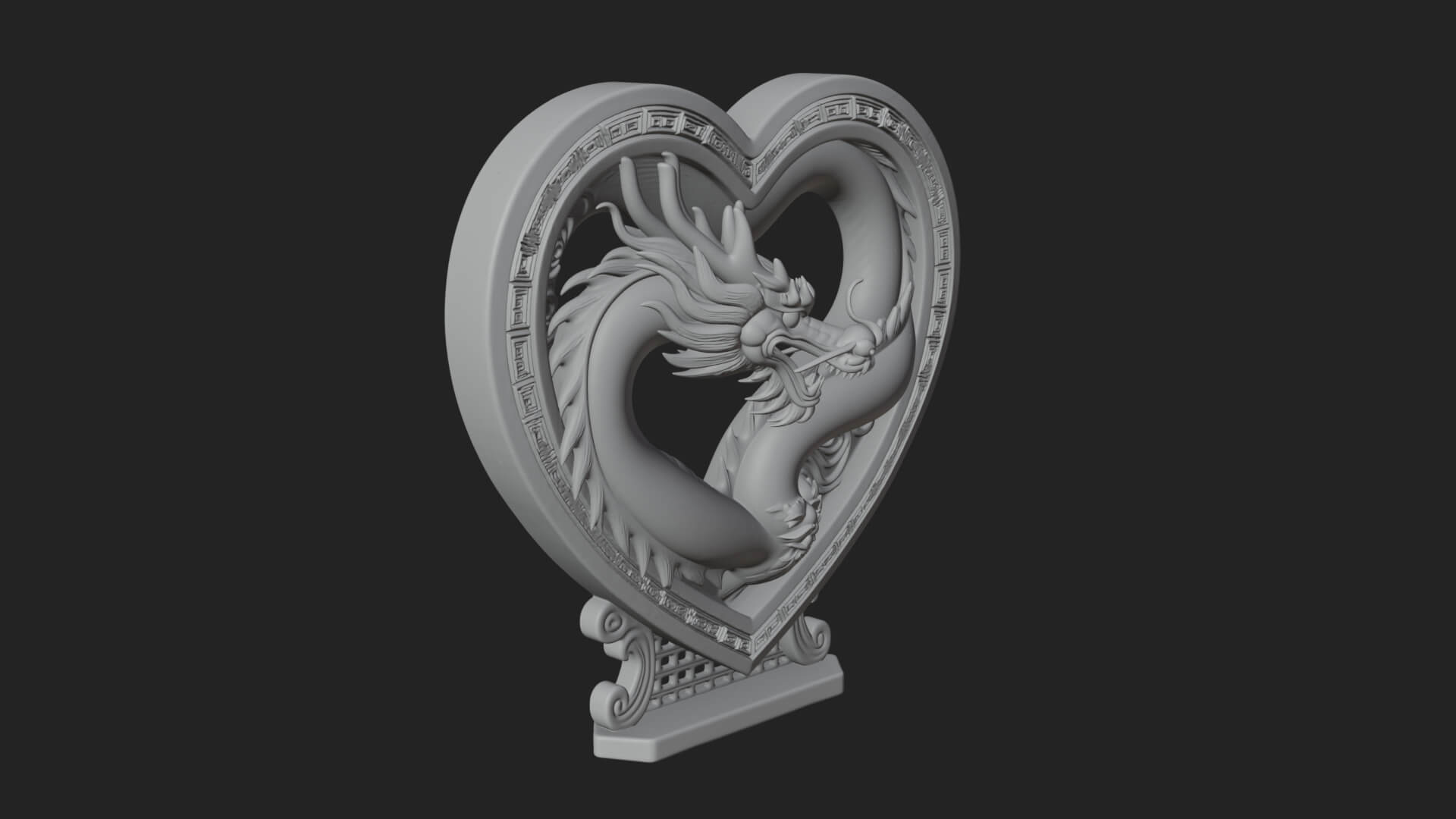 Ornate Framed Heart Plaque Design 216 3D Print Model 3D Model