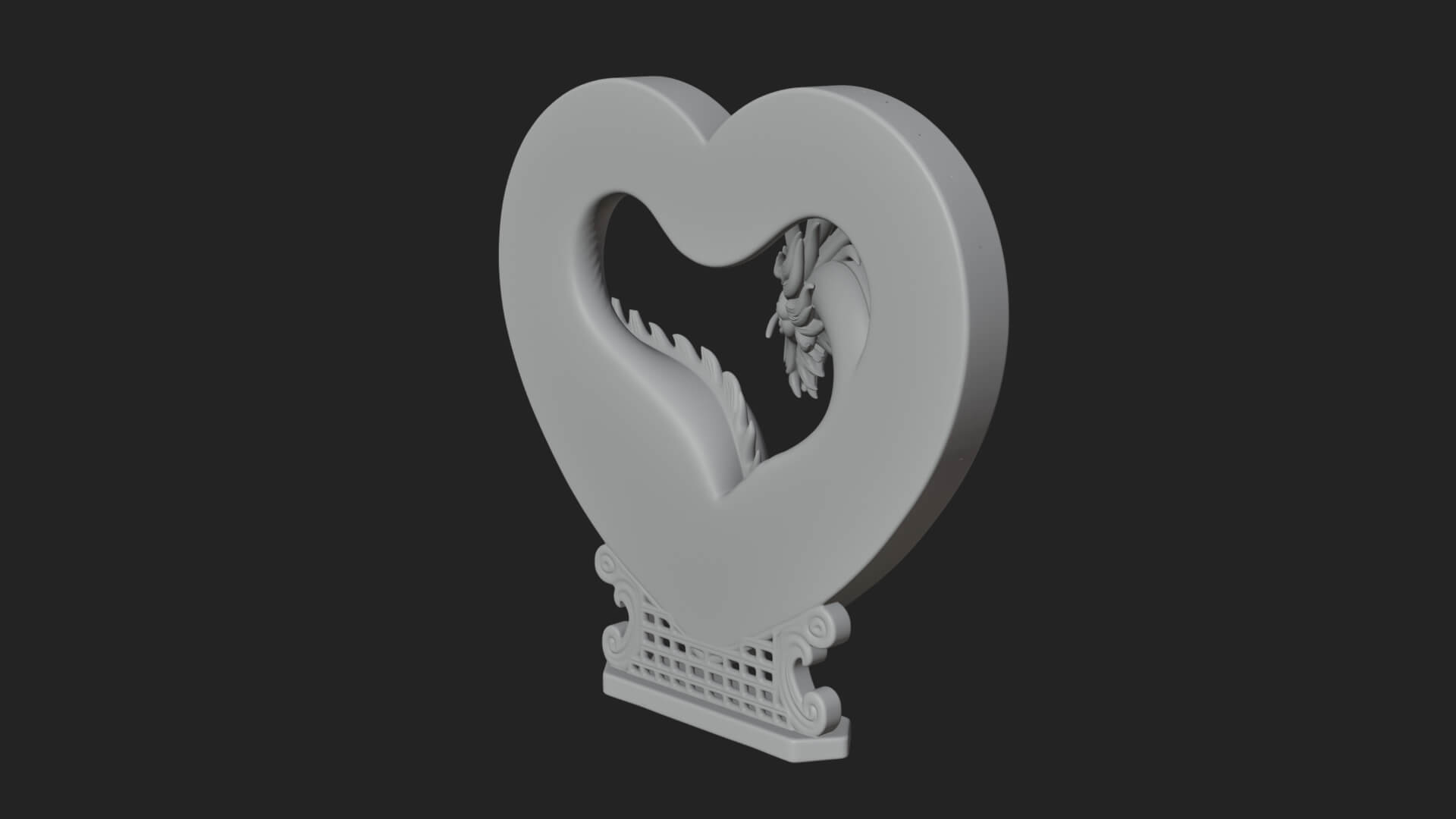 Ornate Framed Heart Plaque Design 216 3D Print Model 3D Model