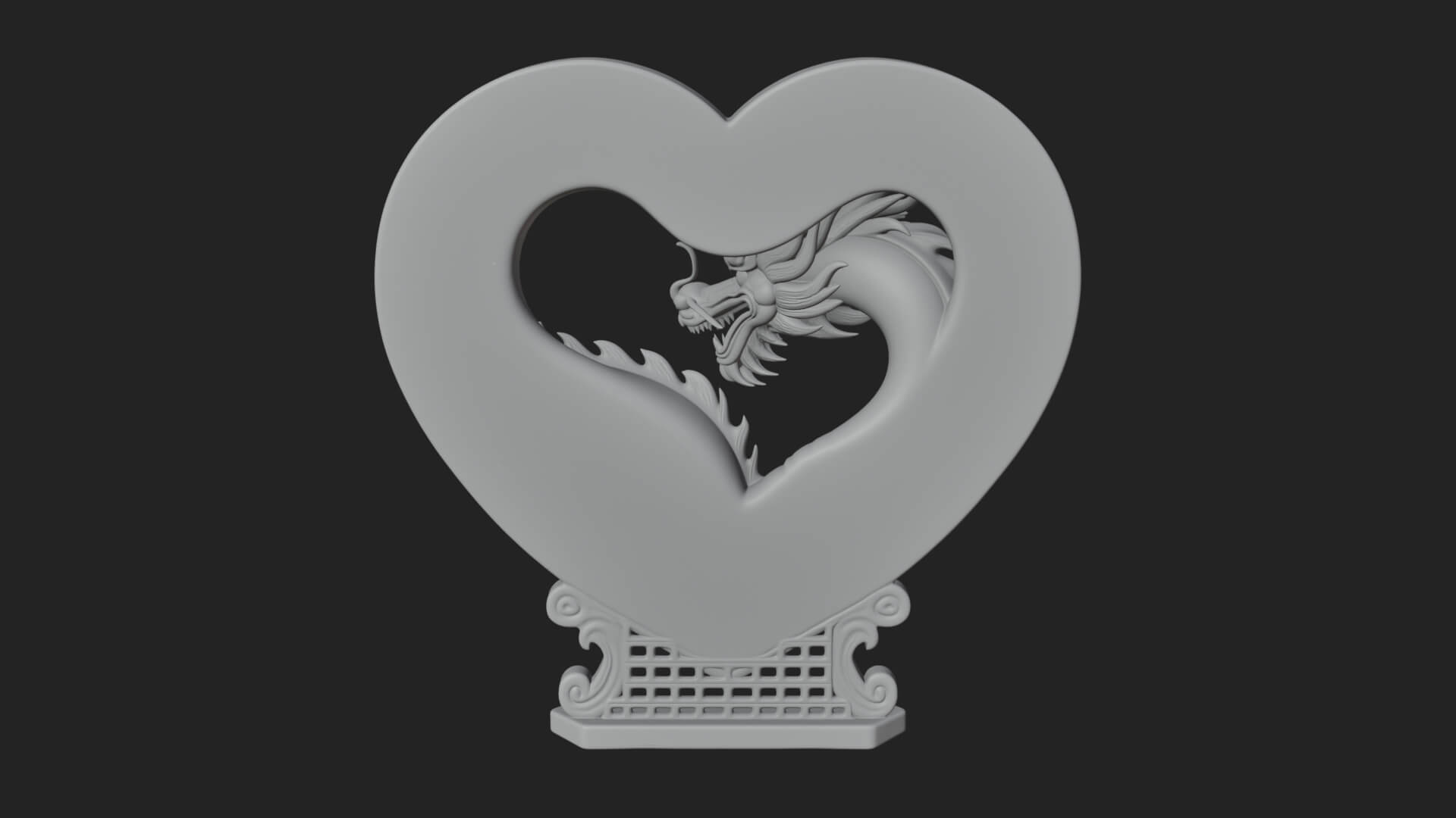 Ornate Framed Heart Plaque Design 216 3D Print Model 3D Model