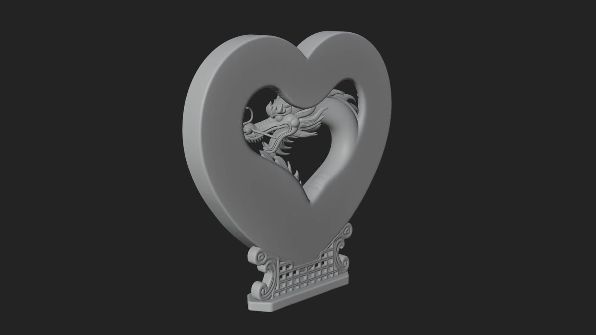 Ornate Framed Heart Plaque Design 216 3D Print Model 3D Model