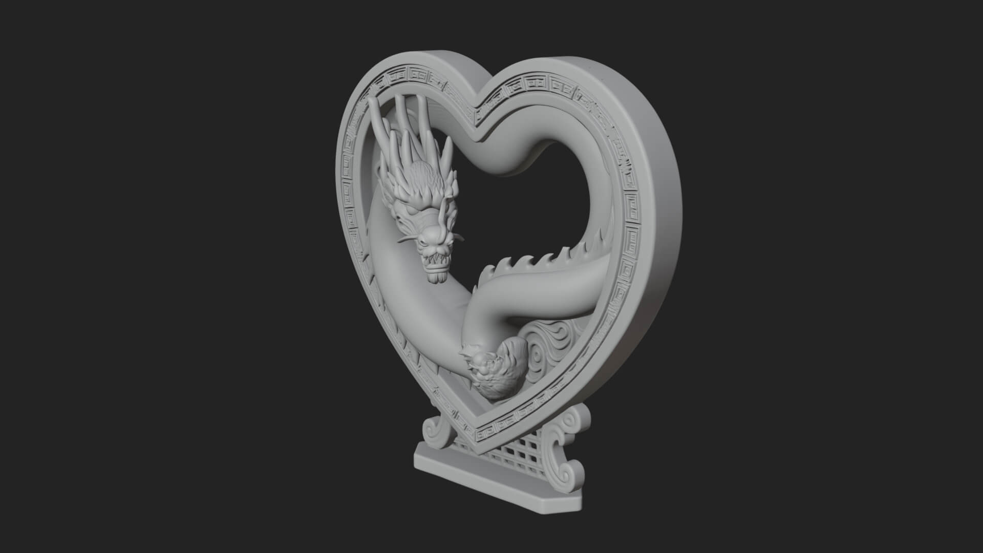 Ornate Framed Heart Plaque Design 216 3D Print Model 3D Model