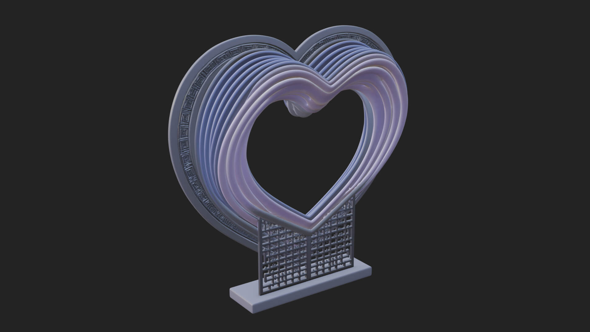 Ornate Framed Heart Plaque Design 217 3D Print Model 3D Model