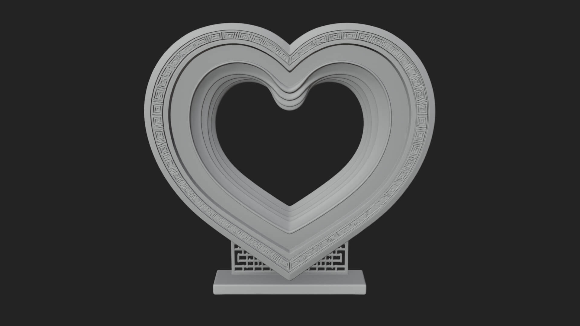 Ornate Framed Heart Plaque Design 217 3D Print Model 3D Model