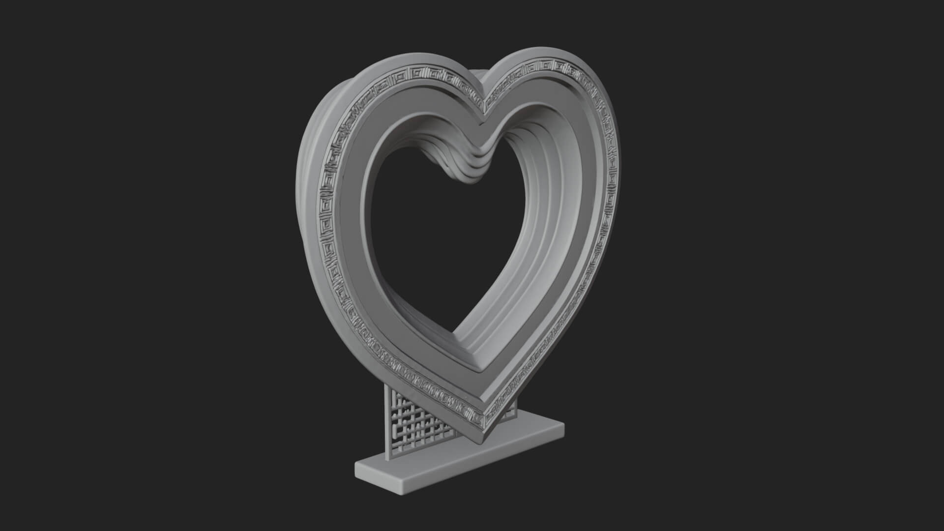 Ornate Framed Heart Plaque Design 217 3D Print Model 3D Model