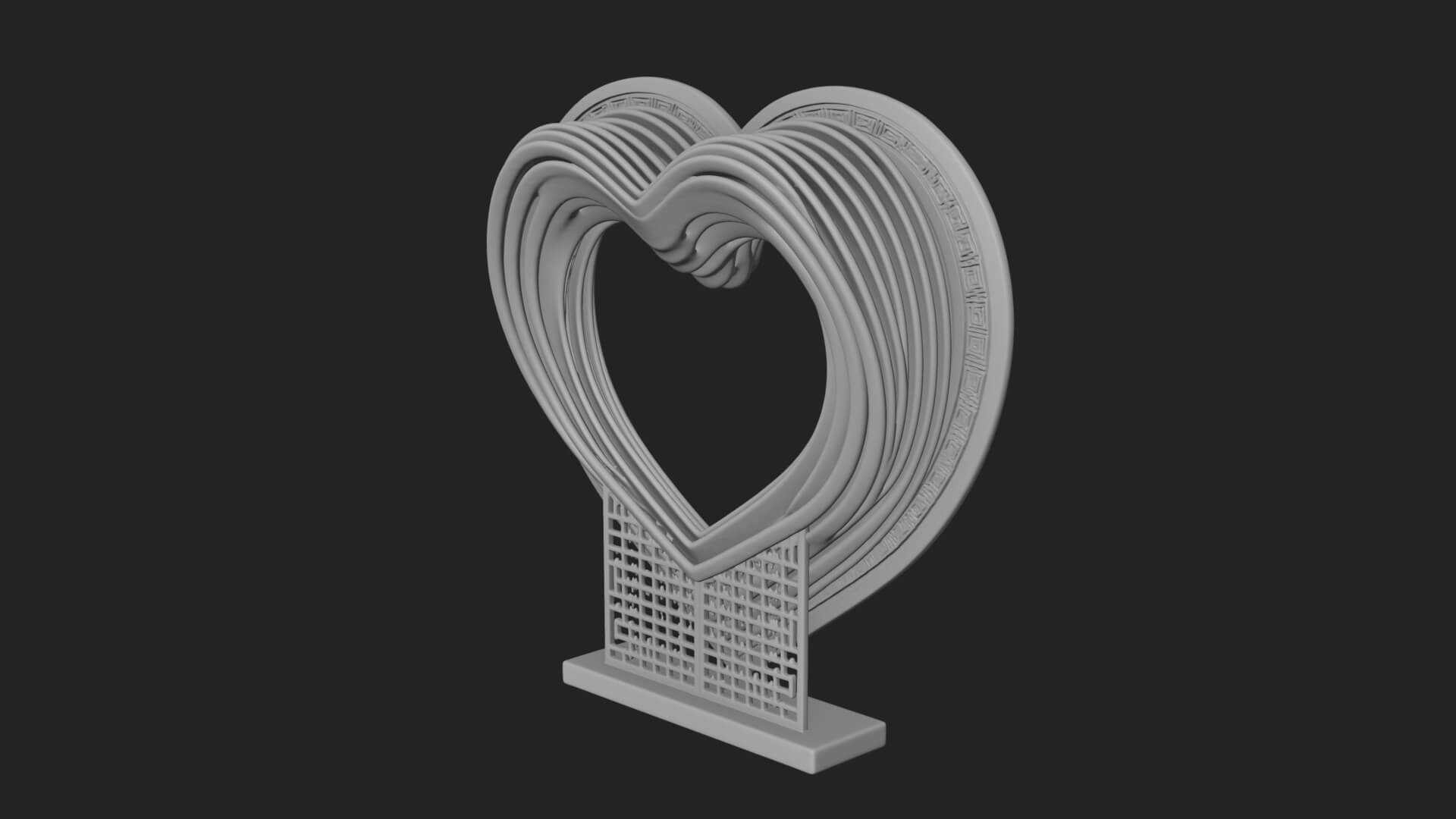 Ornate Framed Heart Plaque Design 217 3D Print Model 3D Model