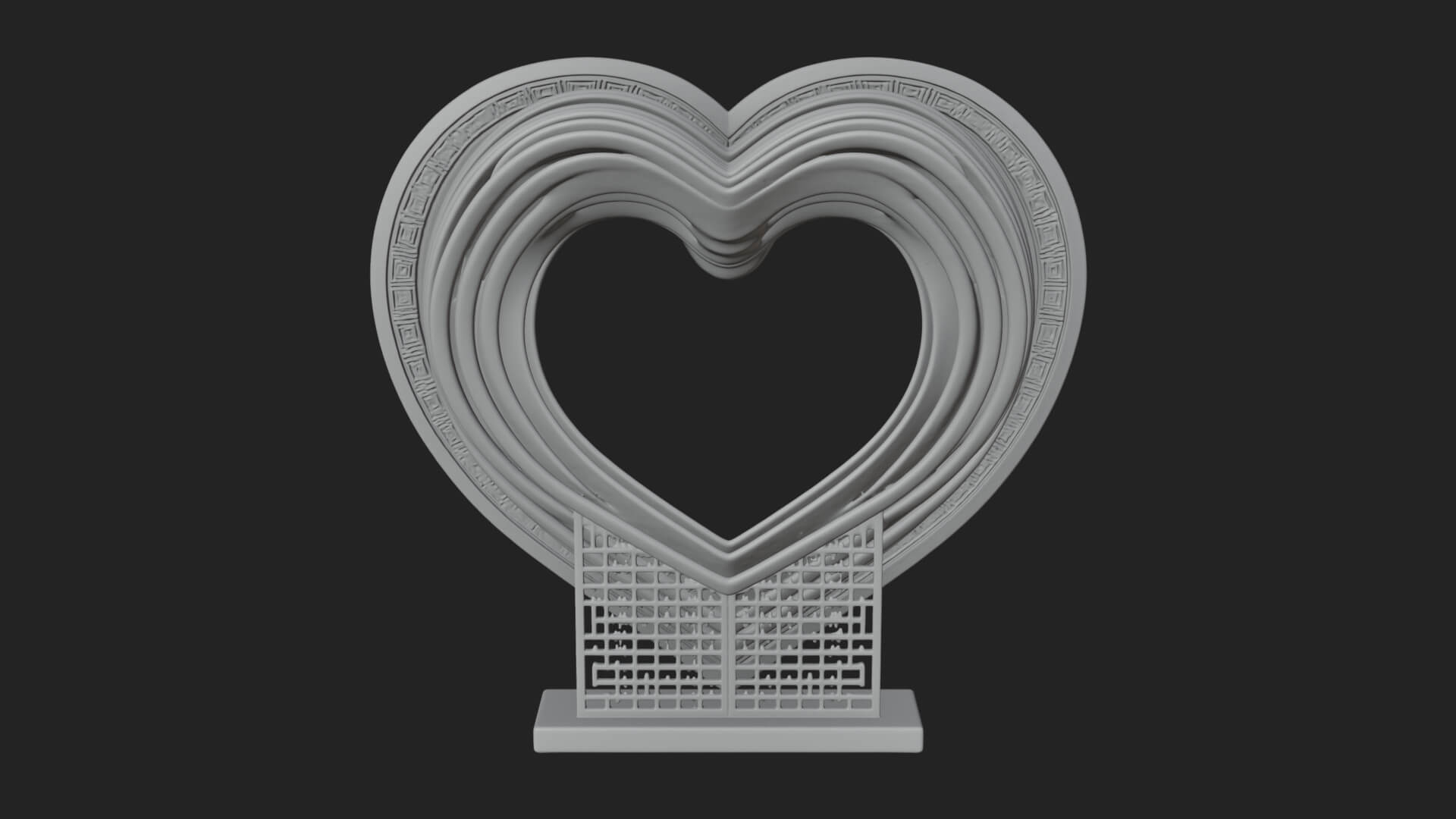 Ornate Framed Heart Plaque Design 217 3D Print Model 3D Model