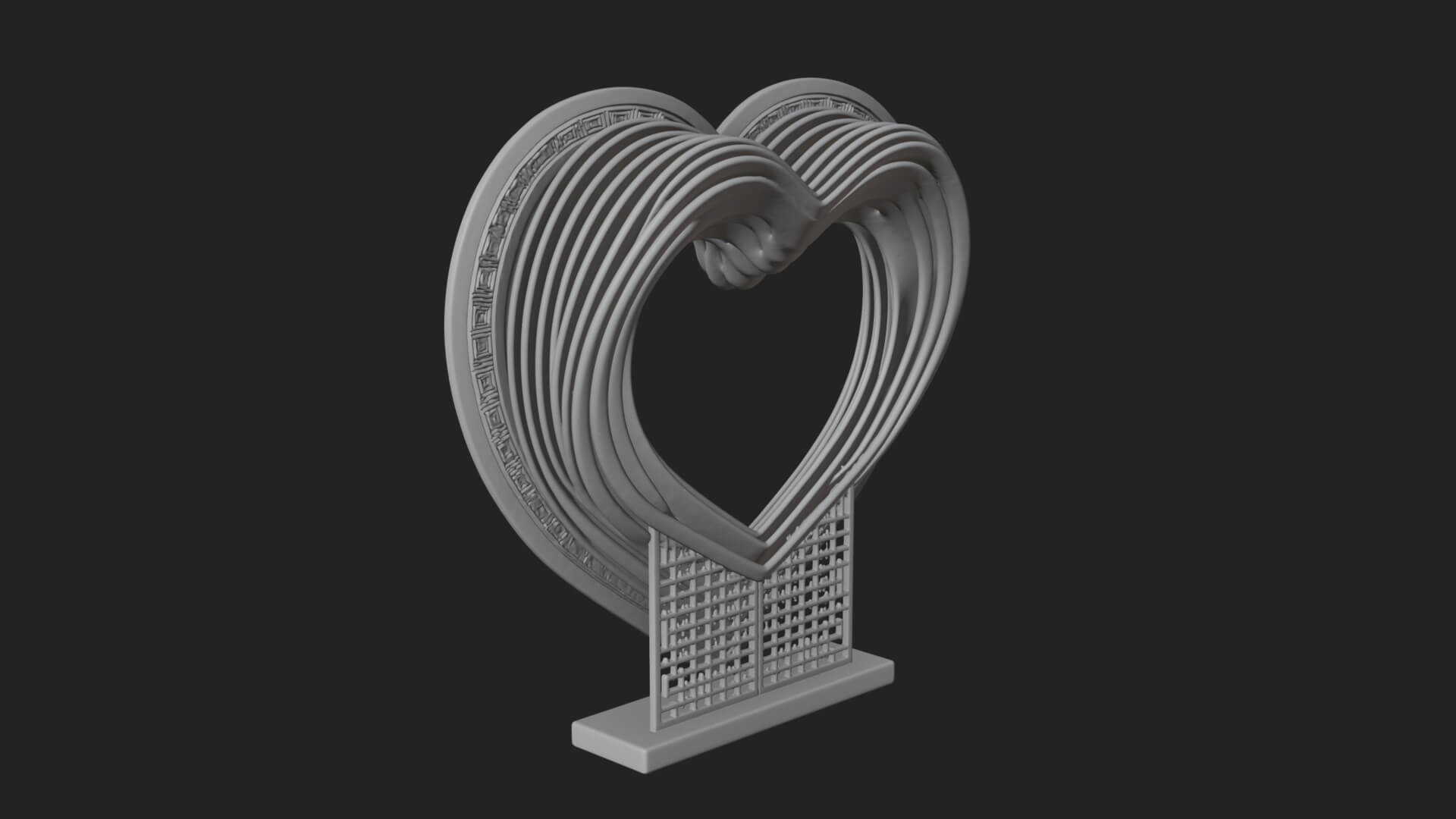 Ornate Framed Heart Plaque Design 217 3D Print Model 3D Model