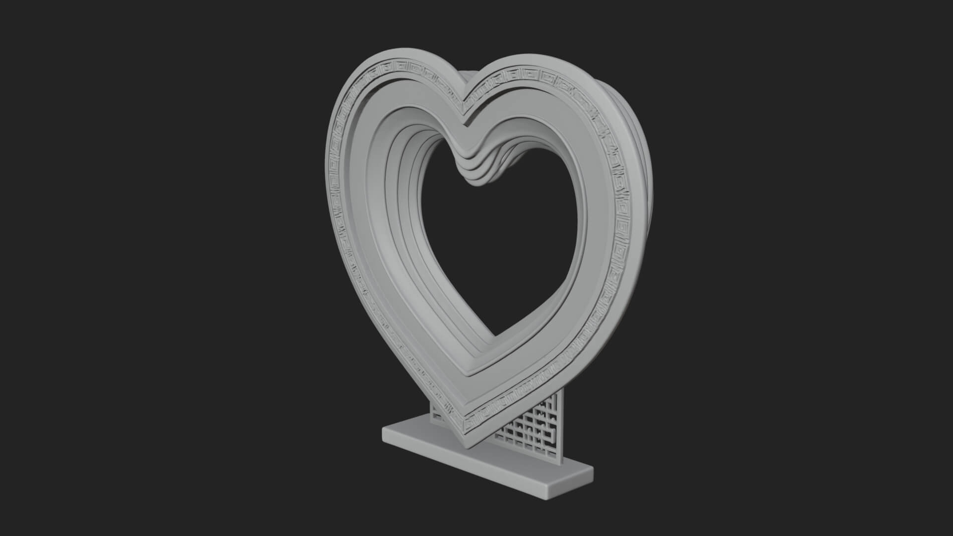 Ornate Framed Heart Plaque Design 217 3D Print Model 3D Model
