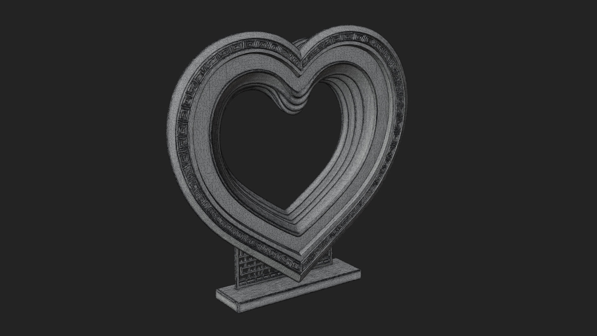 Ornate Framed Heart Plaque Design 217 3D Print Model 3D Model