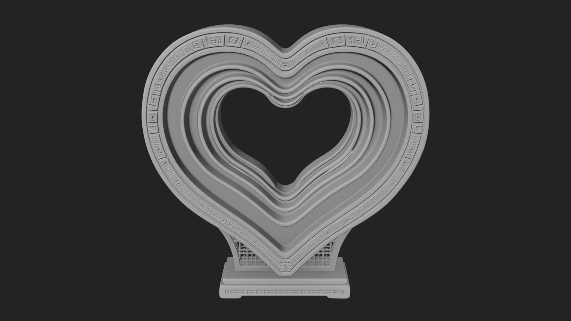 Ornate Framed Heart Plaque Design 218 3D Print Model 3D Model