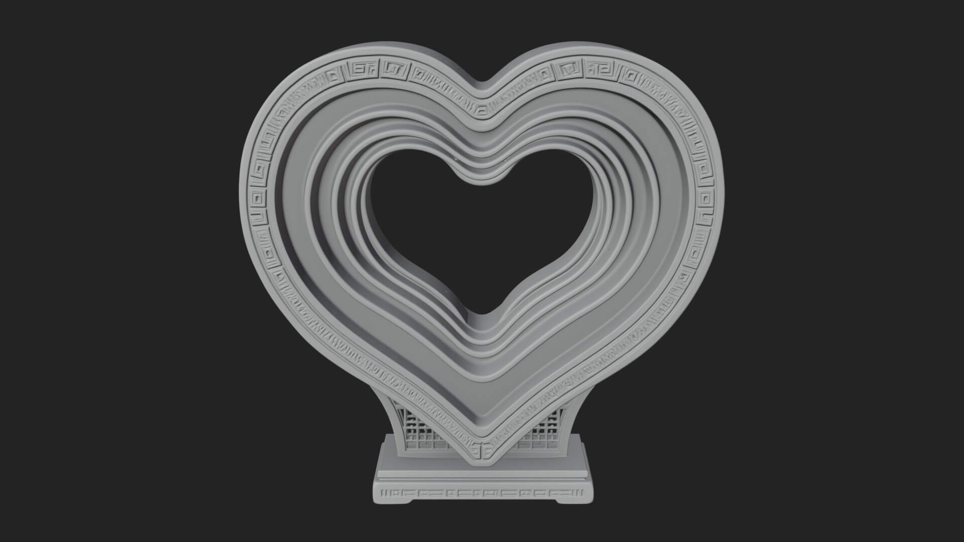 Ornate Framed Heart Plaque Design 218 3D Print Model 3D Model