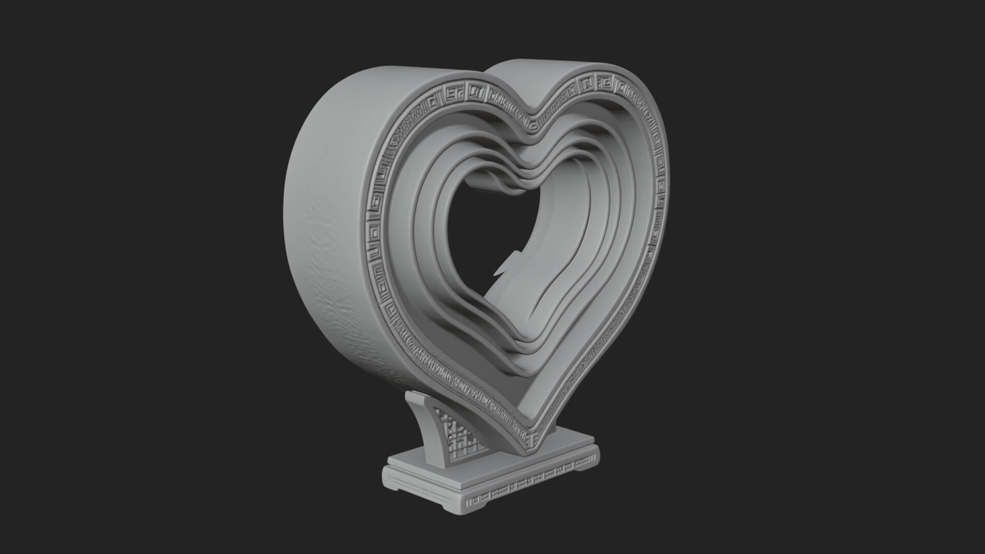 Ornate Framed Heart Plaque Design 218 3D Print Model 3D Model