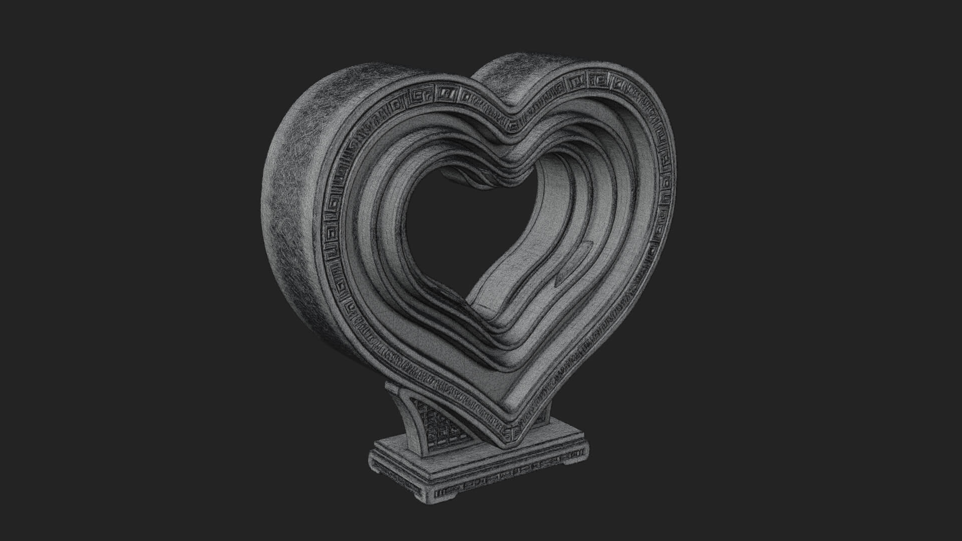 Ornate Framed Heart Plaque Design 218 3D Print Model 3D Model