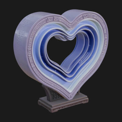 Ornate Framed Heart Plaque Design 218 3D Print Model