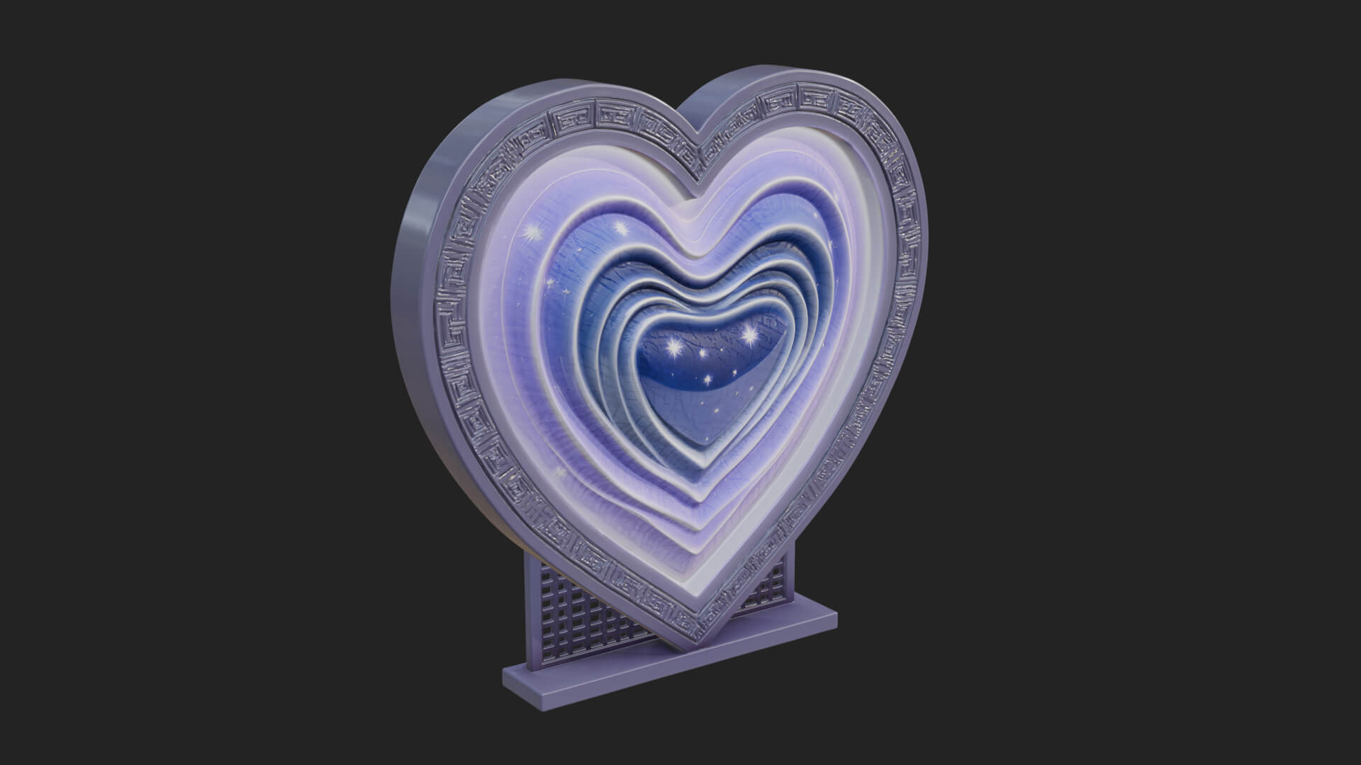 Ornate Framed Heart Plaque Design 219 3D Print Model 3D Model