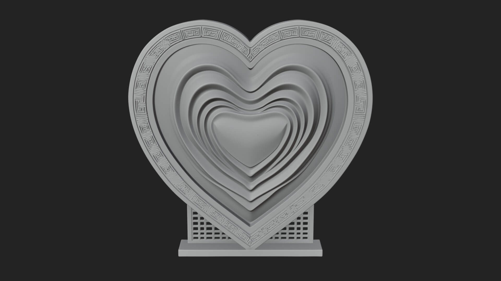 Ornate Framed Heart Plaque Design 219 3D Print Model 3D Model