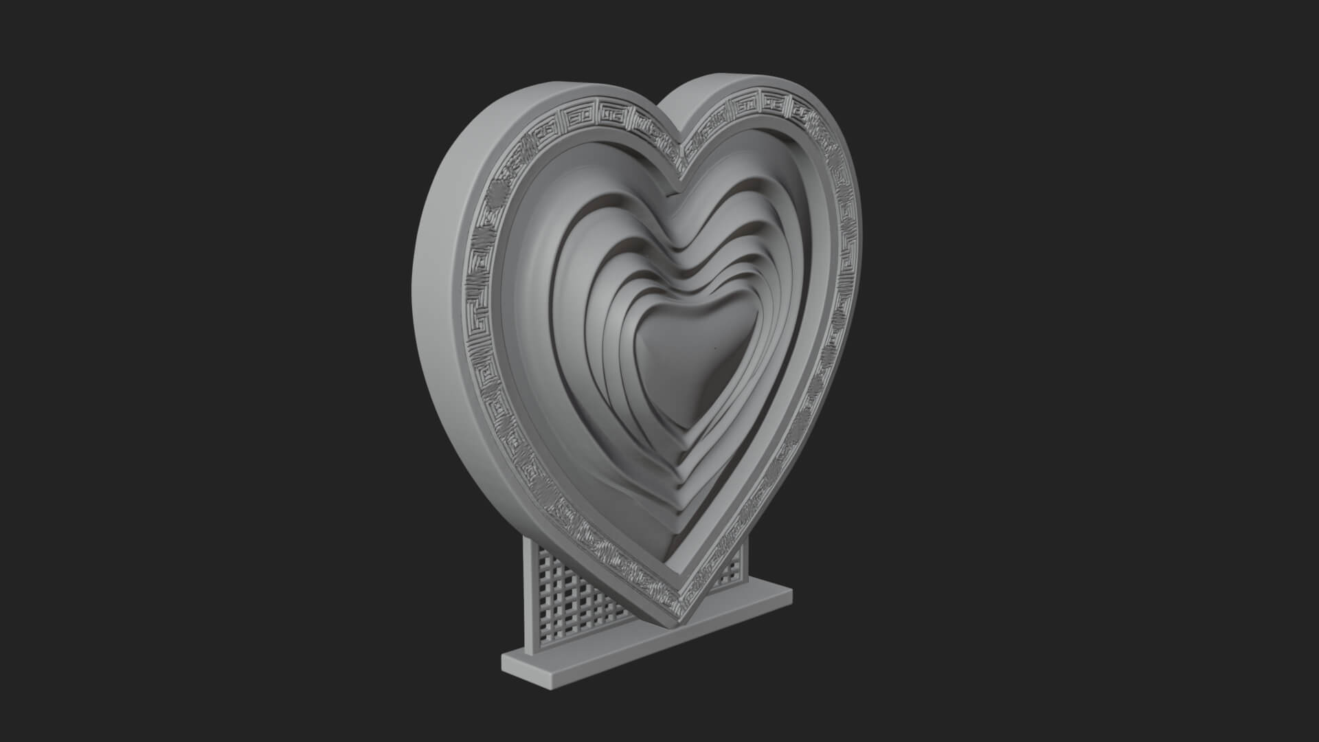 Ornate Framed Heart Plaque Design 219 3D Print Model 3D Model