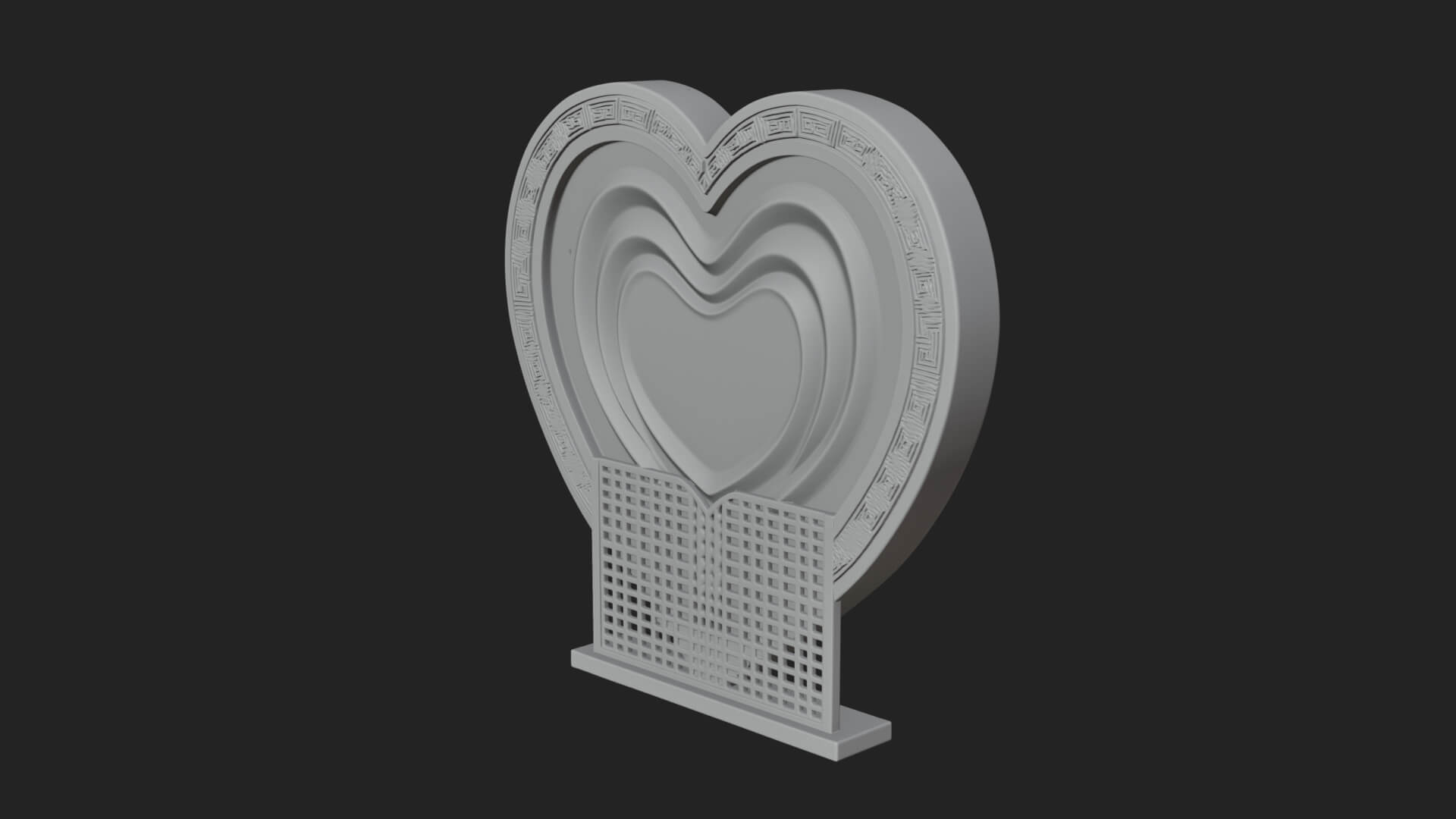 Ornate Framed Heart Plaque Design 219 3D Print Model 3D Model