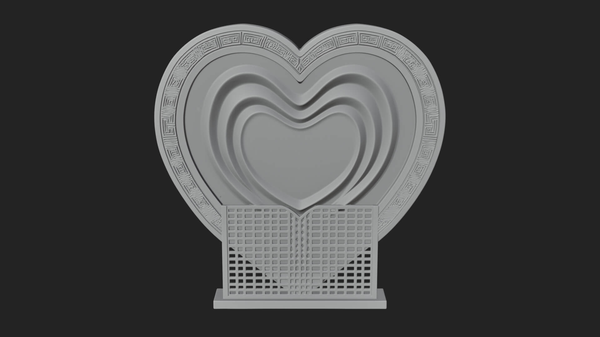 Ornate Framed Heart Plaque Design 219 3D Print Model 3D Model