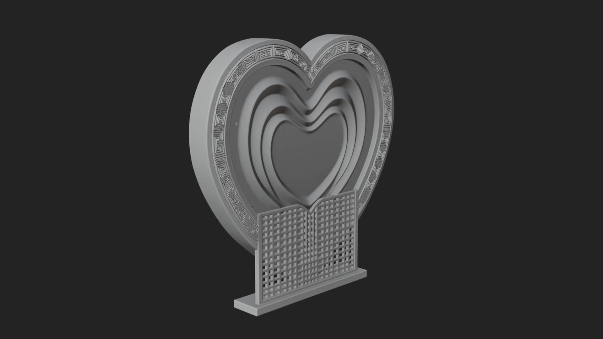 Ornate Framed Heart Plaque Design 219 3D Print Model 3D Model