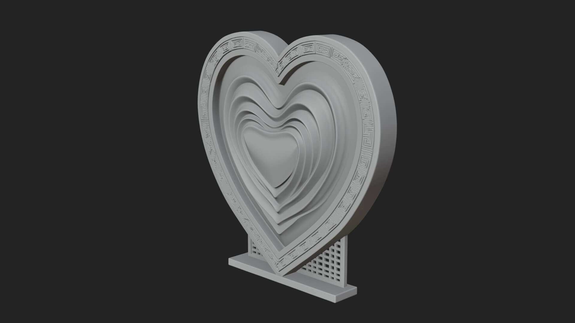 Ornate Framed Heart Plaque Design 219 3D Print Model 3D Model