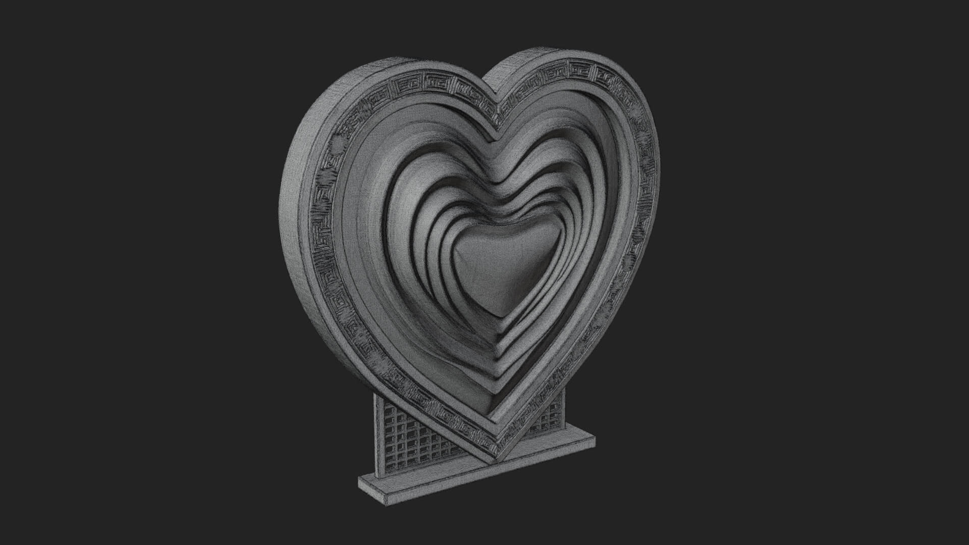 Ornate Framed Heart Plaque Design 219 3D Print Model 3D Model