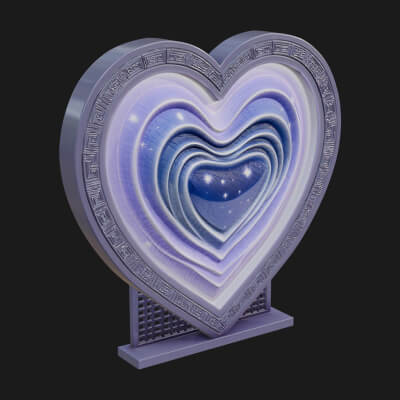 Ornate Framed Heart Plaque Design 219 3D Print Model