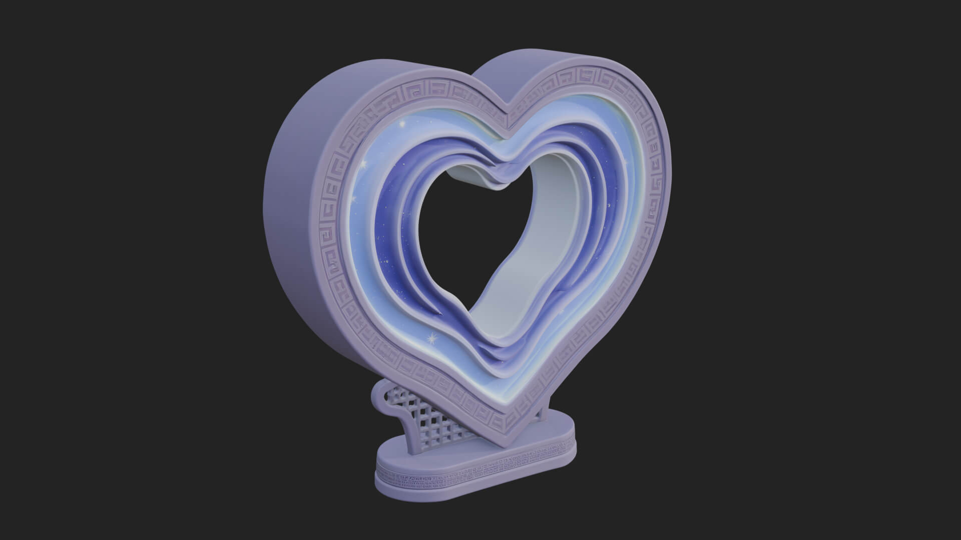 Ornate Framed Heart Plaque Design 220 3D Print Model 3D Model