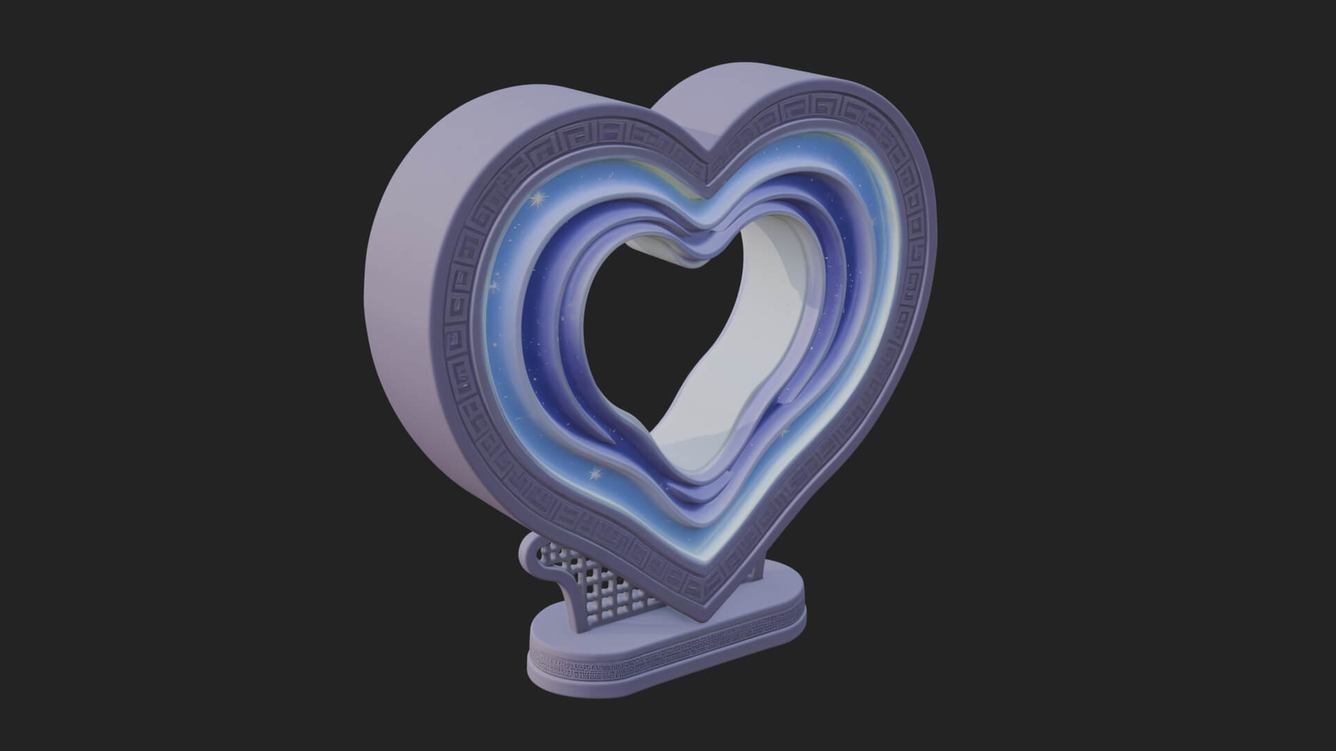 Ornate Framed Heart Plaque Design 220 3D Print Model 3D Model