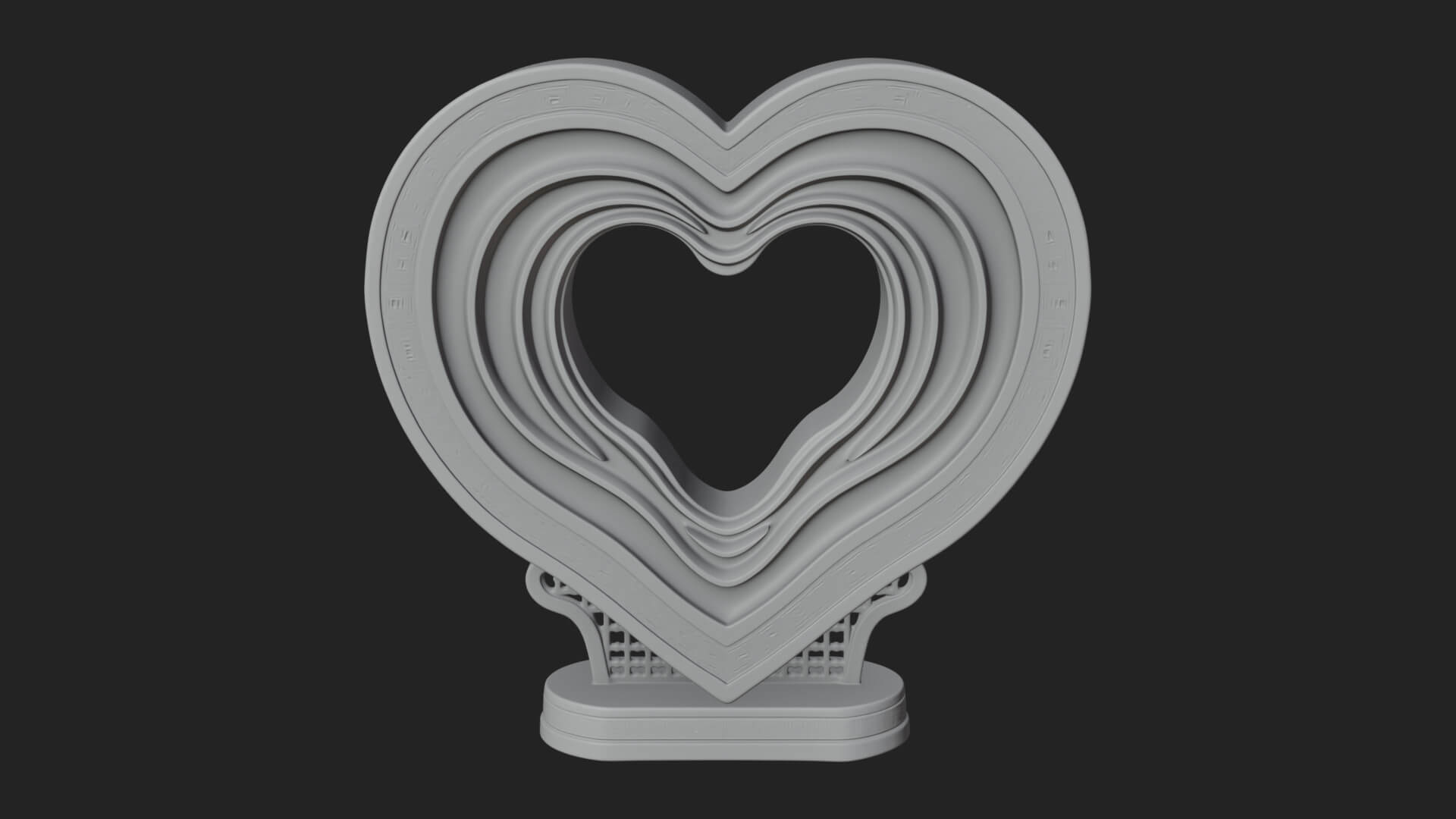 Ornate Framed Heart Plaque Design 220 3D Print Model 3D Model
