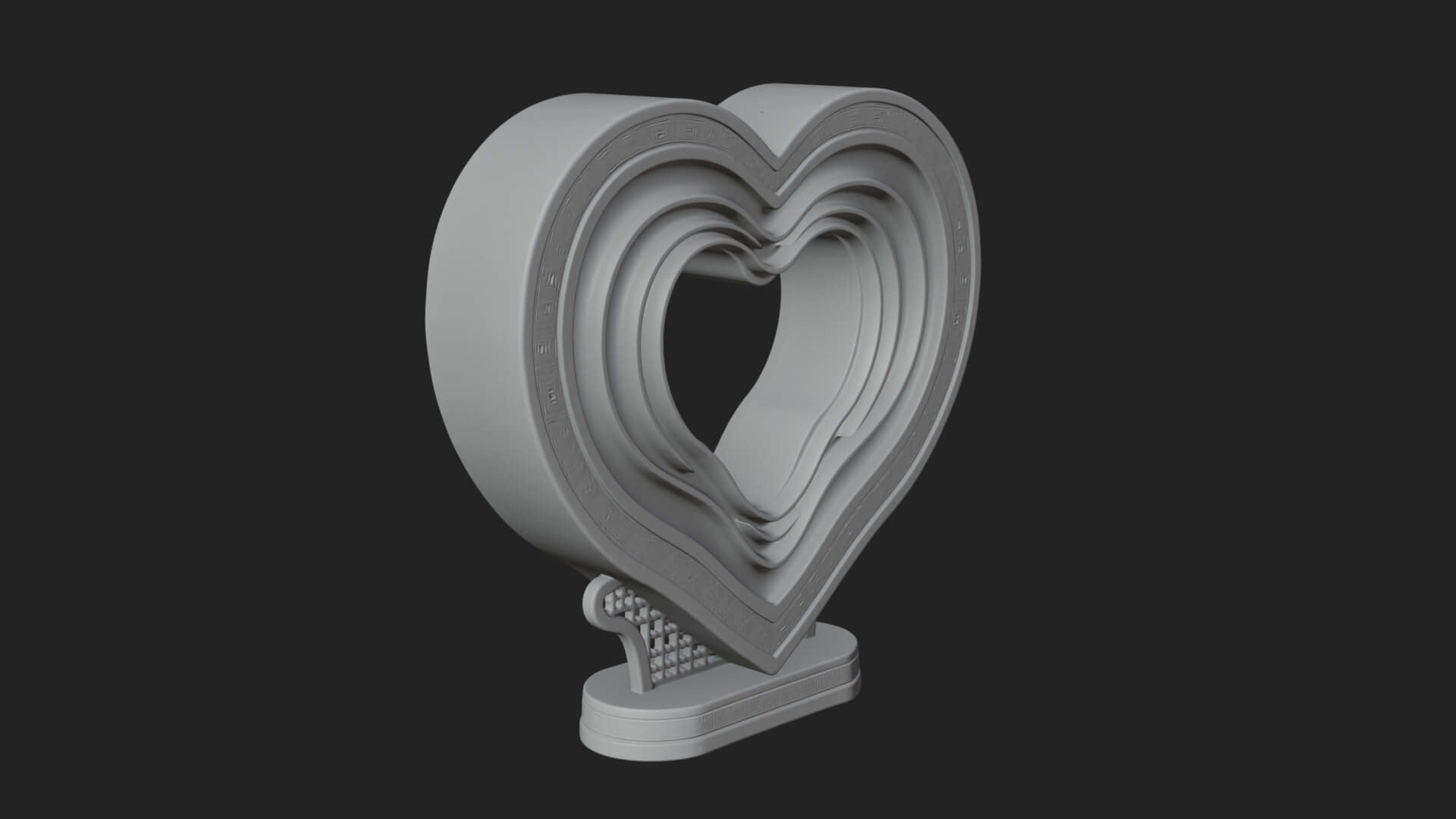 Ornate Framed Heart Plaque Design 220 3D Print Model 3D Model