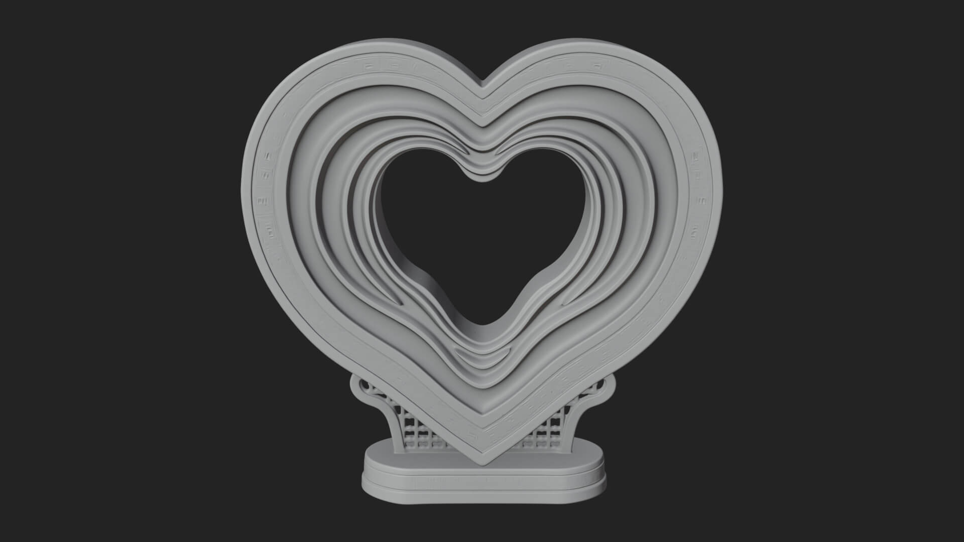 Ornate Framed Heart Plaque Design 220 3D Print Model 3D Model