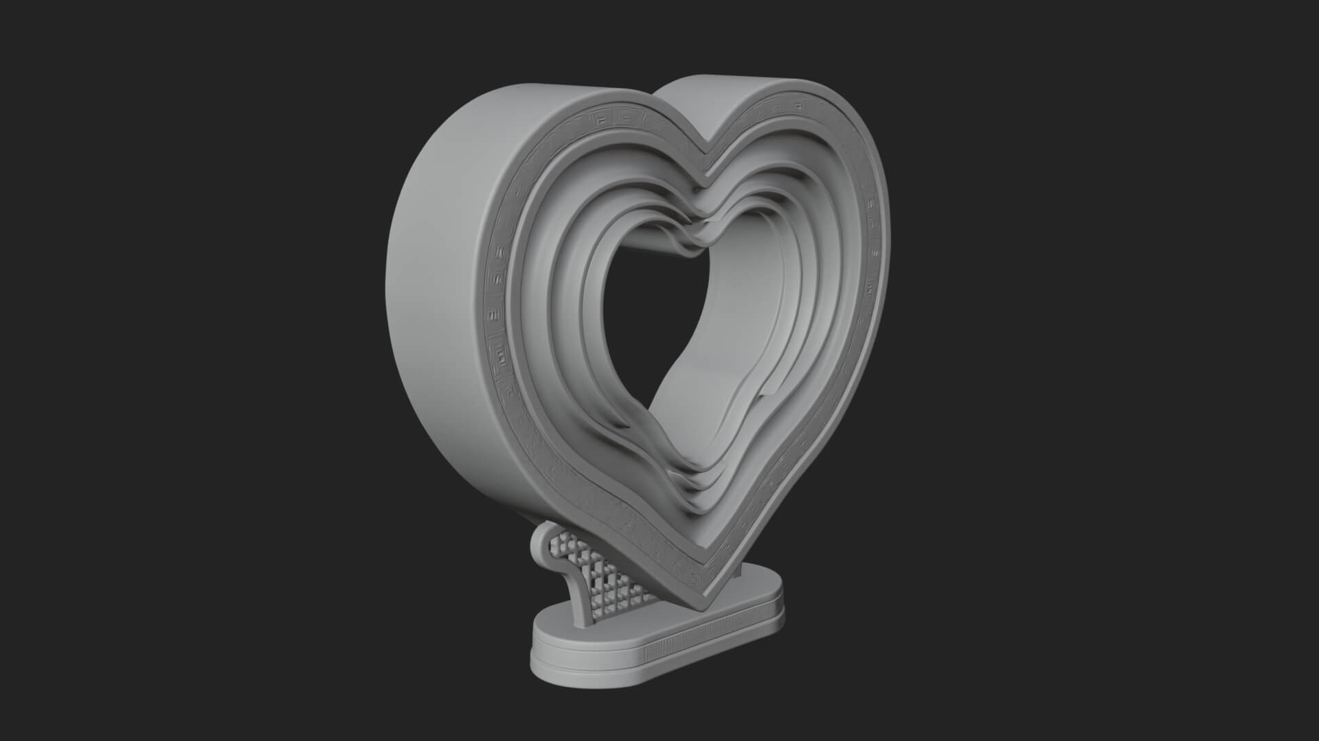 Ornate Framed Heart Plaque Design 220 3D Print Model 3D Model