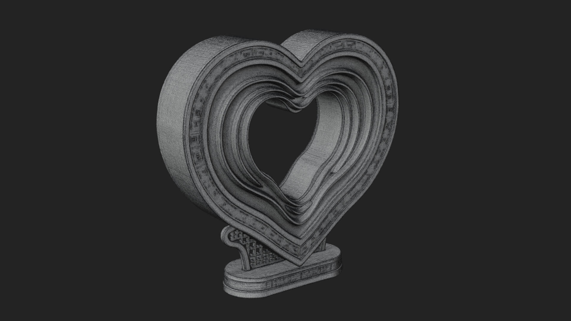 Ornate Framed Heart Plaque Design 220 3D Print Model 3D Model