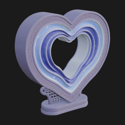 Ornate Framed Heart Plaque Design 220 3D Print Model