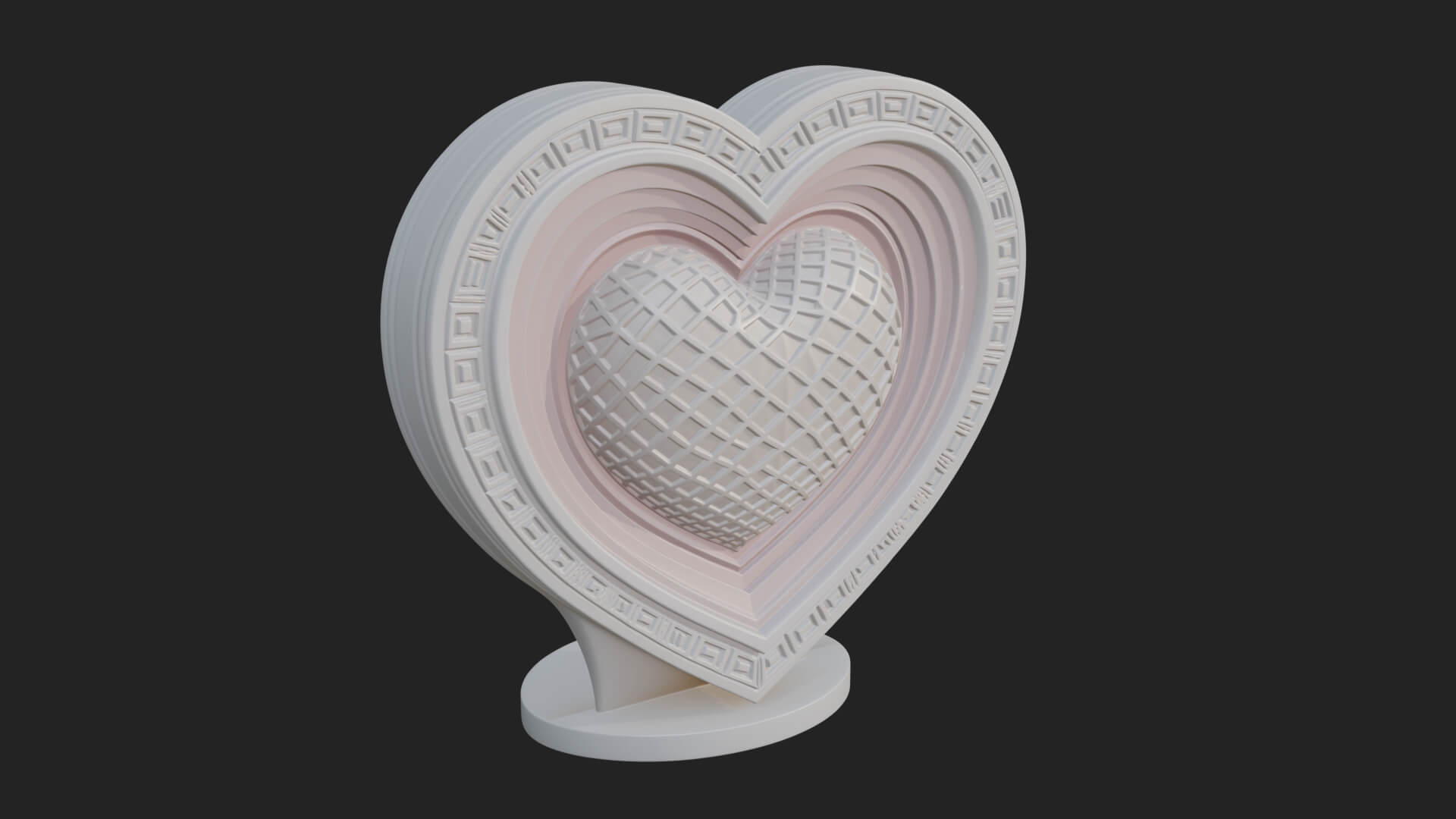 Ornate Framed Heart Plaque Design 221 3D Print Model 3D Model