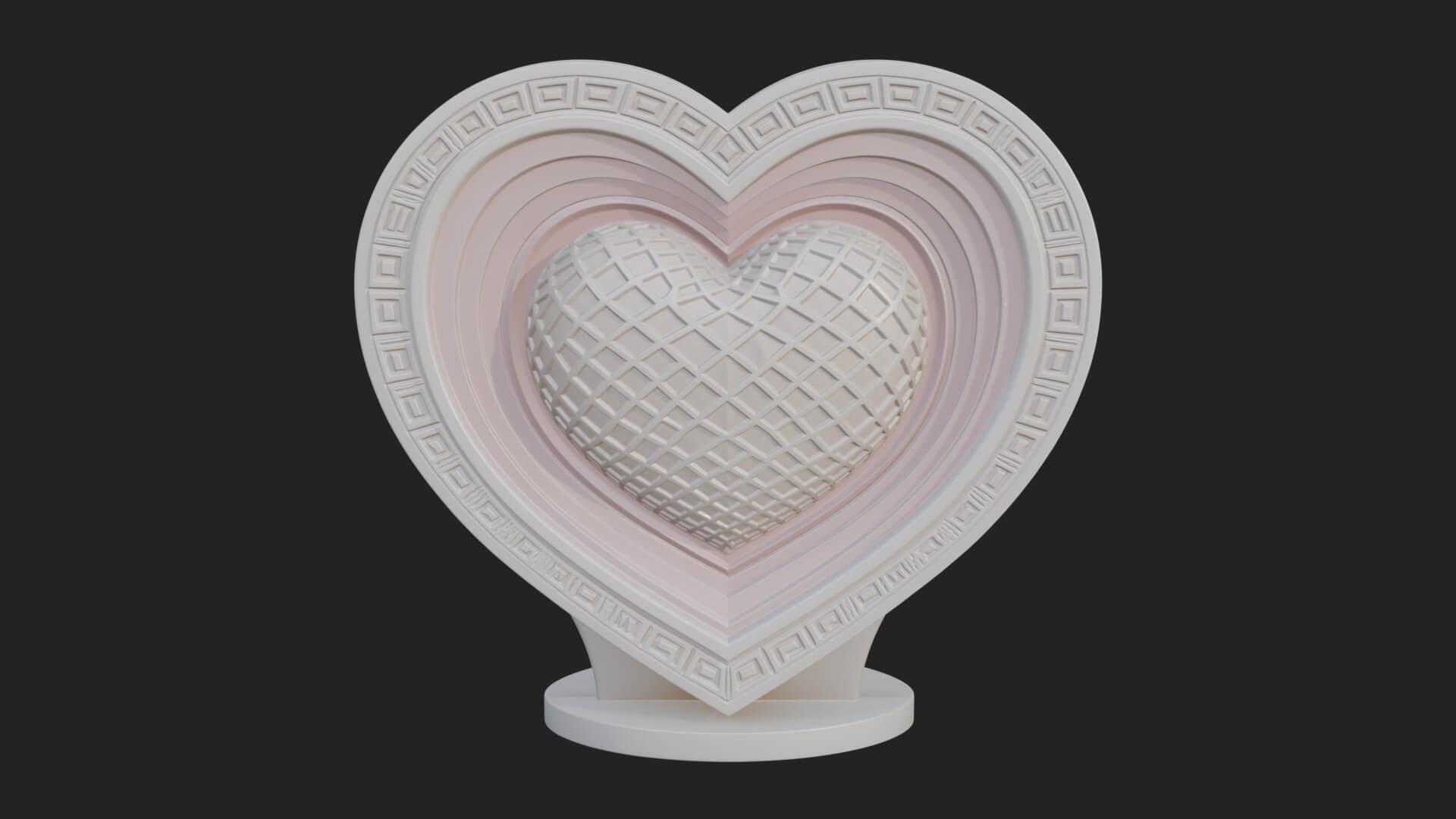 Ornate Framed Heart Plaque Design 221 3D Print Model 3D Model
