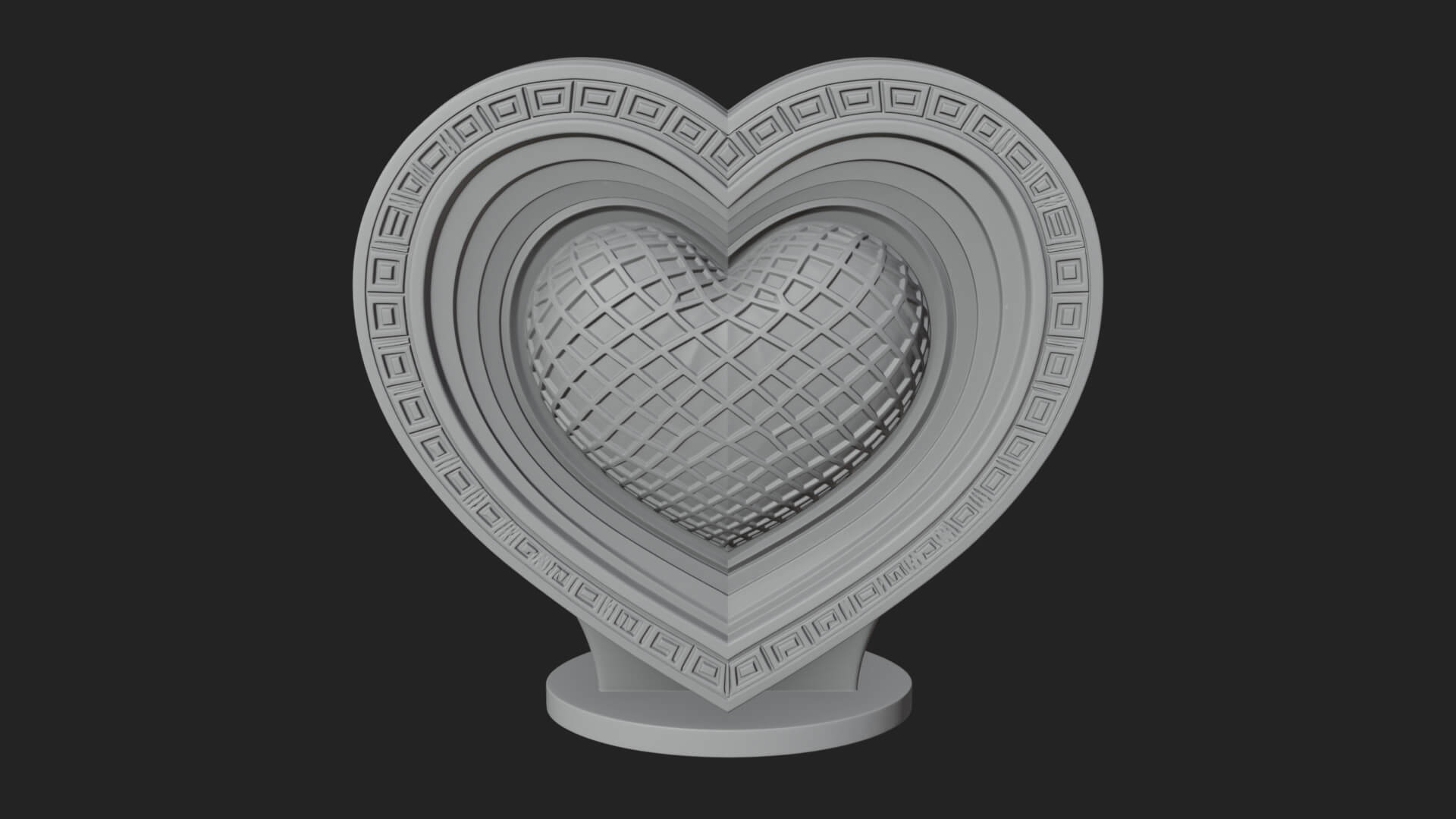 Ornate Framed Heart Plaque Design 221 3D Print Model 3D Model