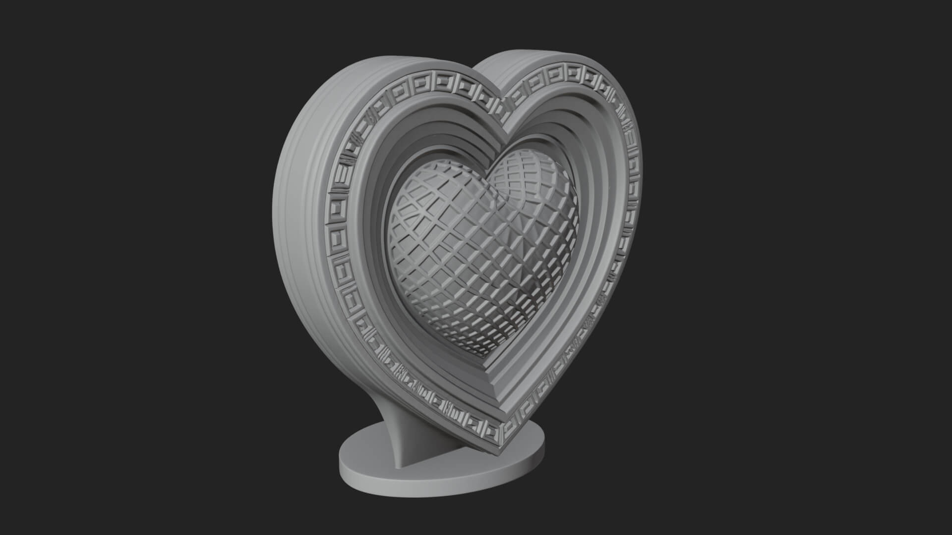 Ornate Framed Heart Plaque Design 221 3D Print Model 3D Model