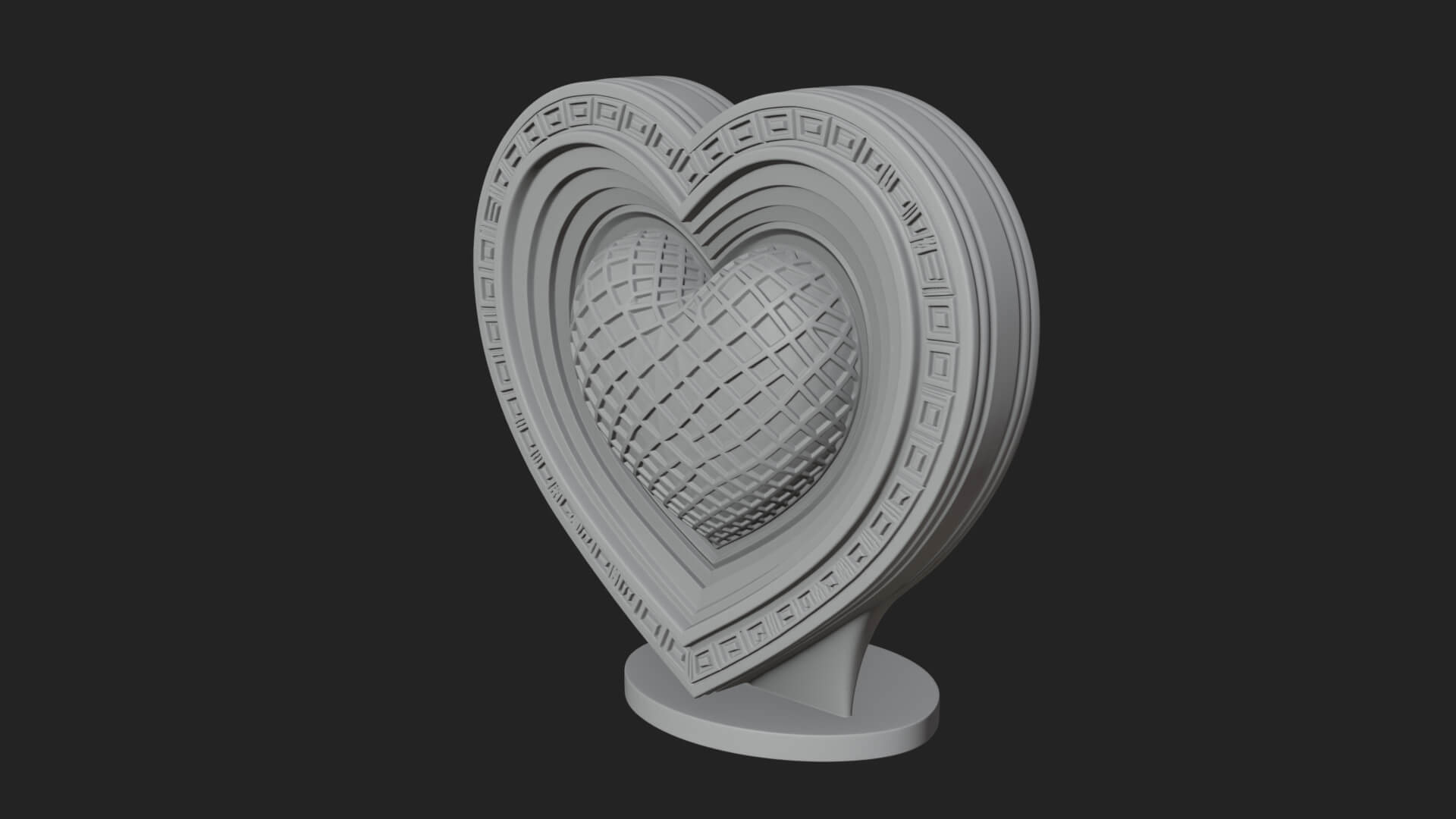 Ornate Framed Heart Plaque Design 221 3D Print Model 3D Model