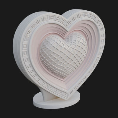 Ornate Framed Heart Plaque Design 221 3D Print Model