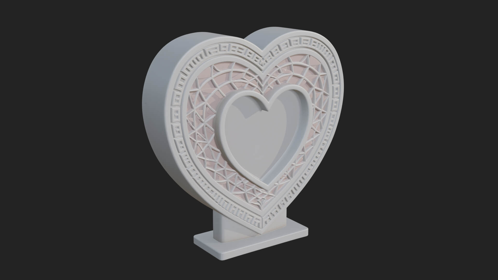 Ornate Framed Heart Plaque Design 222 3D Print Model 3D Model