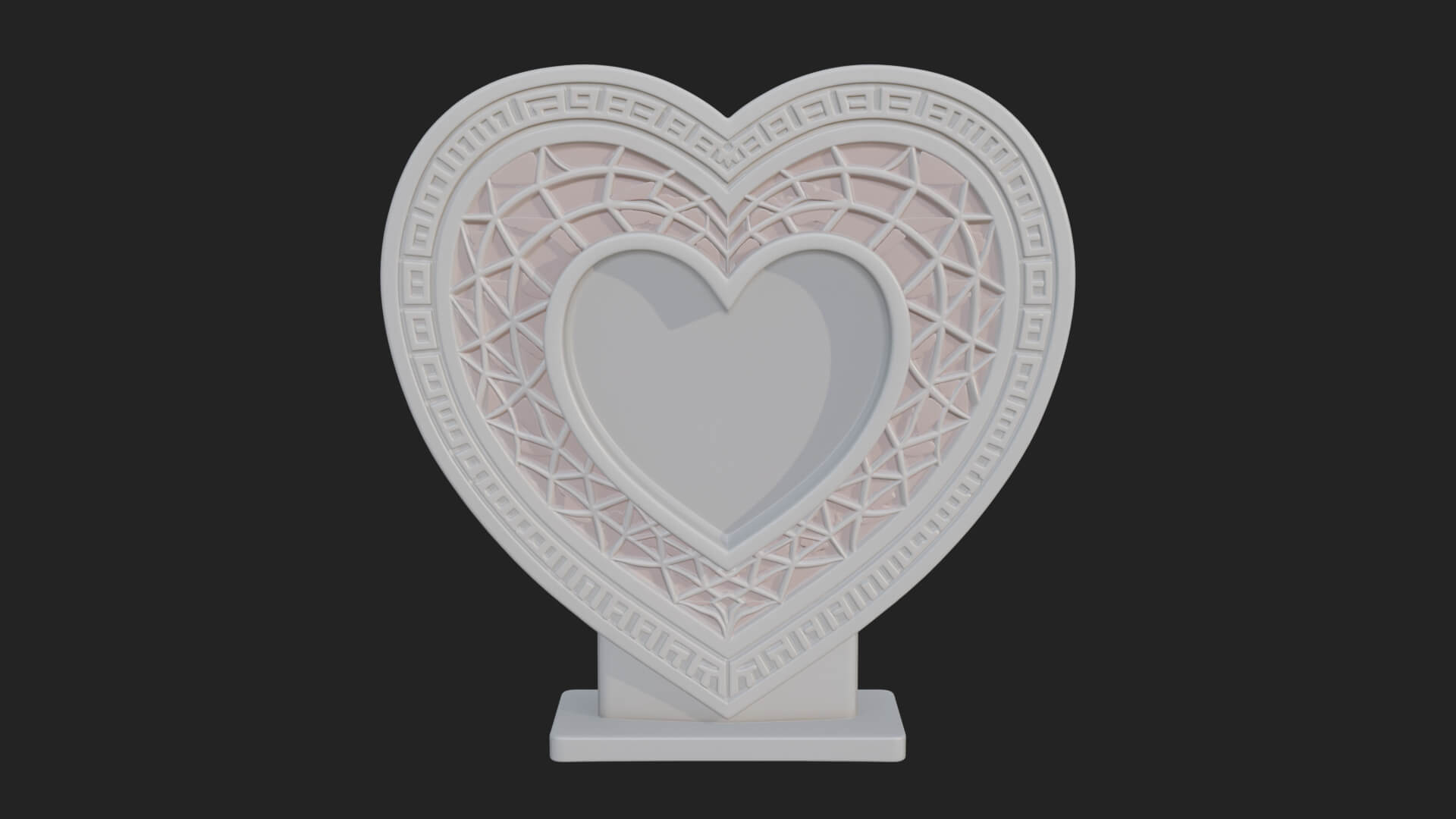 Ornate Framed Heart Plaque Design 222 3D Print Model 3D Model