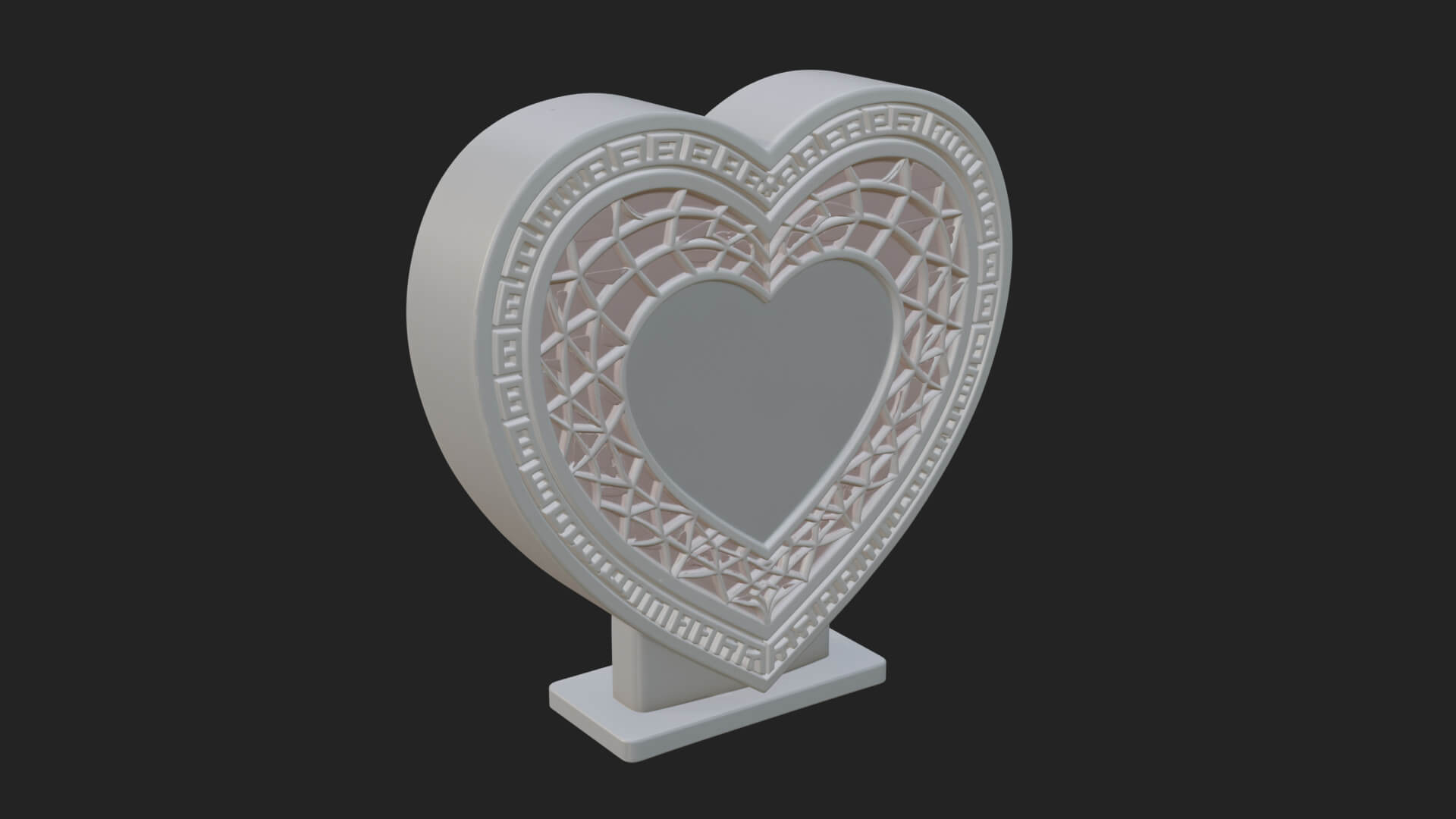 Ornate Framed Heart Plaque Design 222 3D Print Model 3D Model